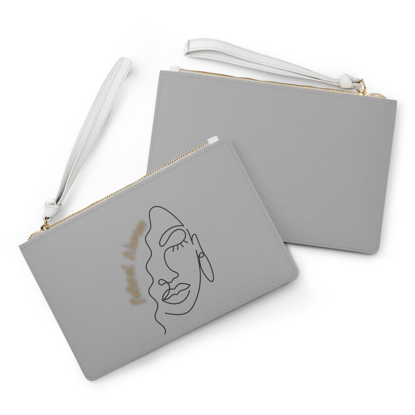 Natural Woman Half Face (BL) Clutch Bag LIGHT GREY