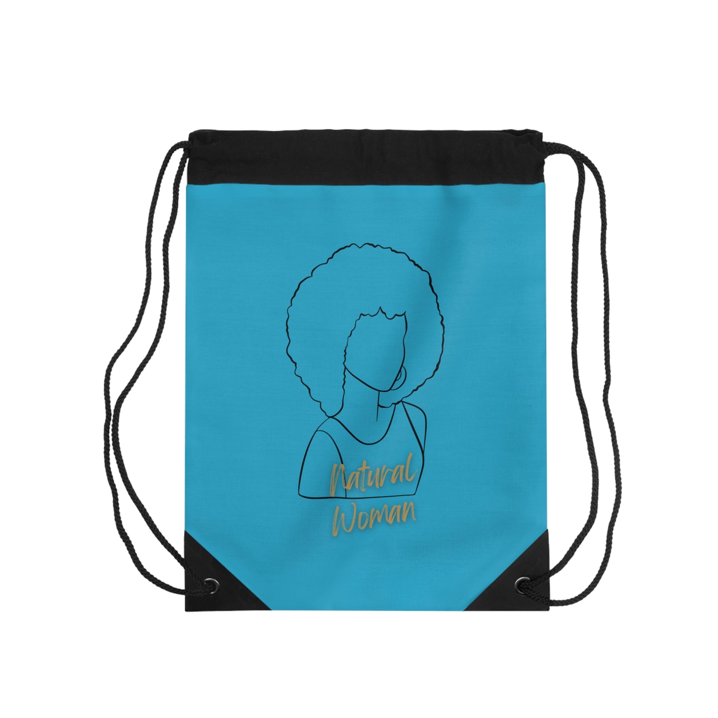 Natural Woman Afro (BL) Drawstring Bag TURQUOISE