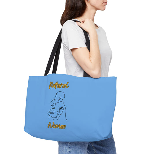 Natural Woman Safe With Momma (BL) Weekender Tote Bag LIGHT BLUE