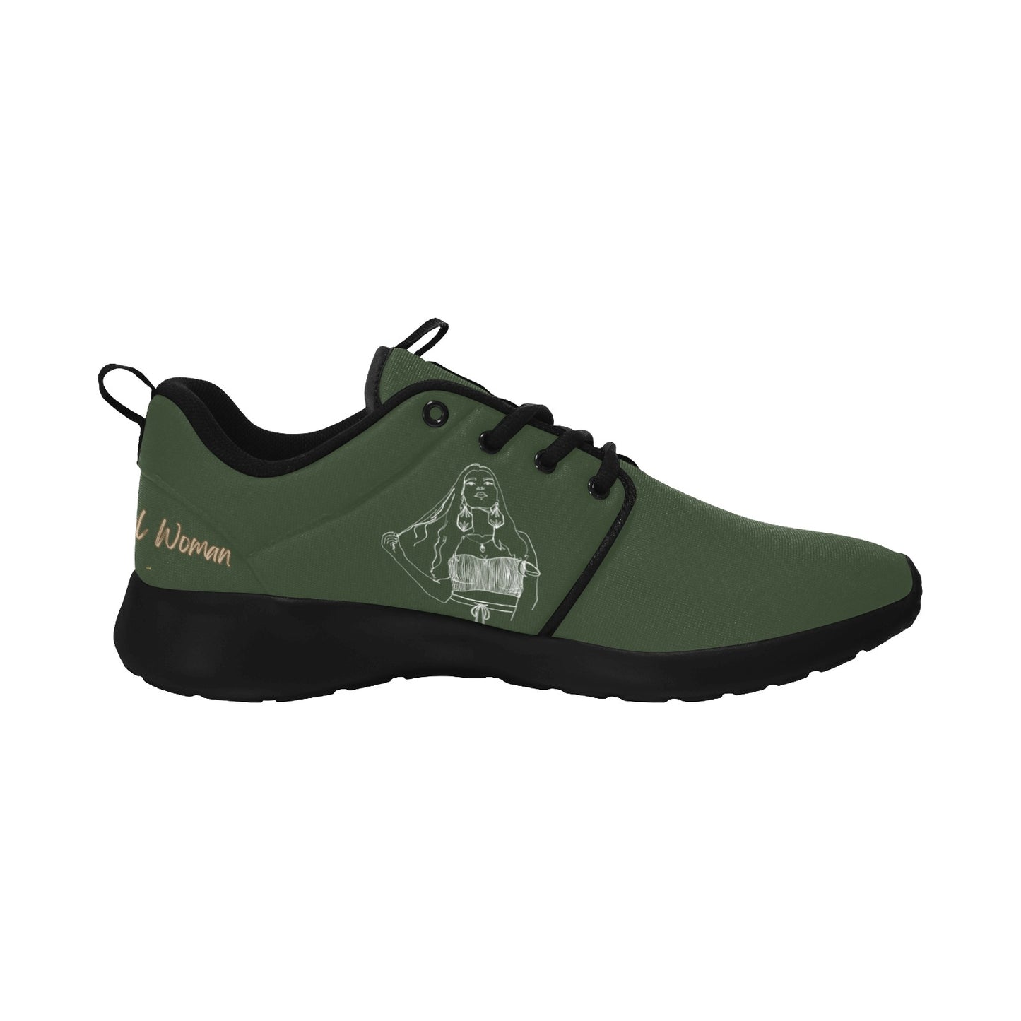 Natural Woman THINKING (WL) DARK GREEN w/ Black Sole Sneakers