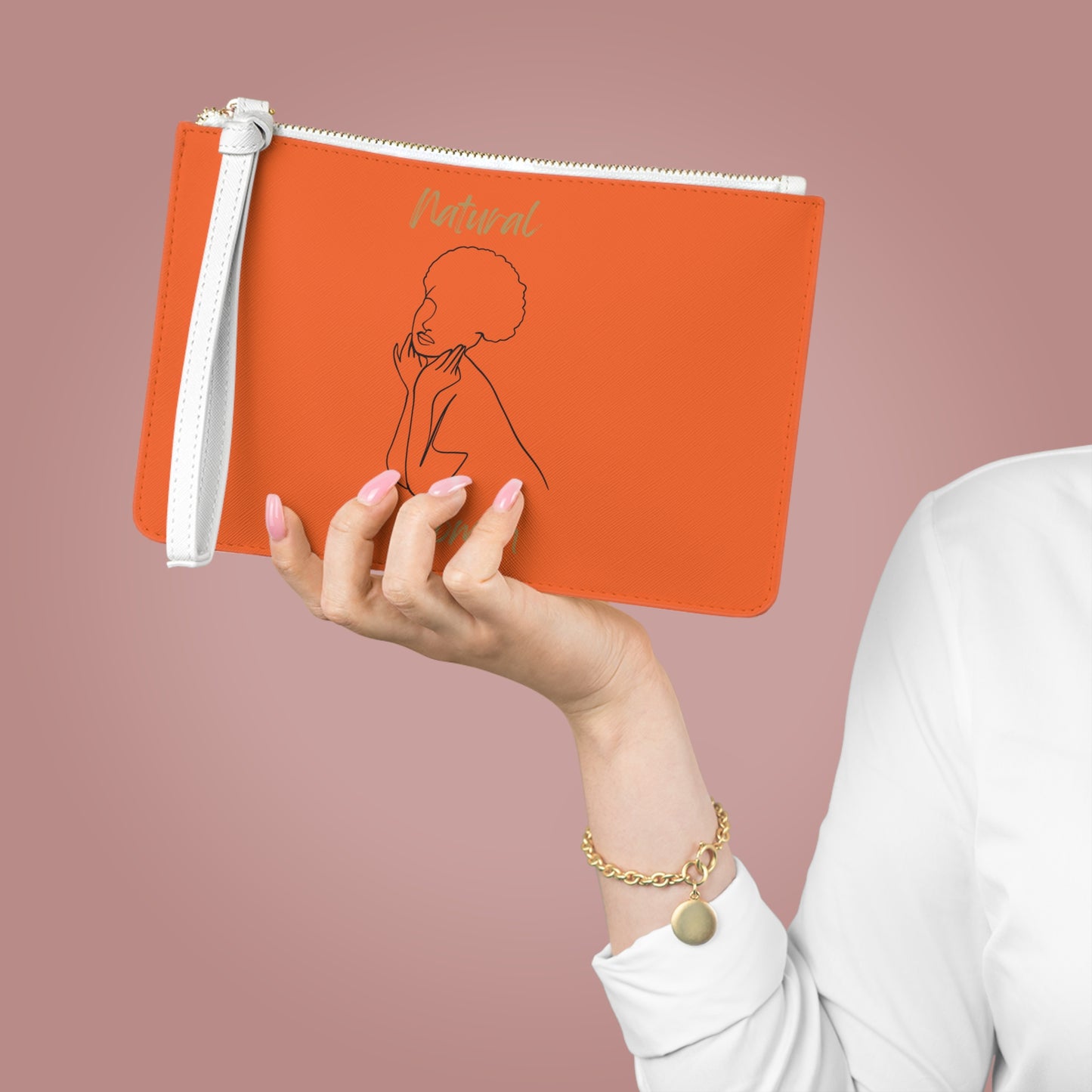 Natural Woman Cute Afro (BL) Clutch Bag ORANGE