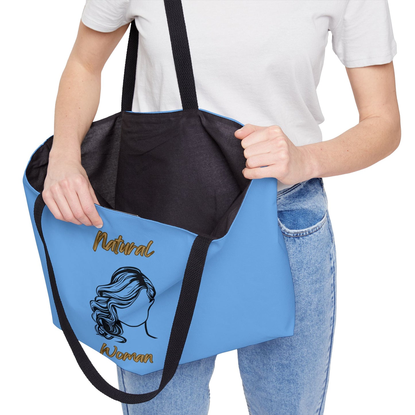 Natural Woman Long Curl (BL) Weekender Tote Bag LIGHT BLUE