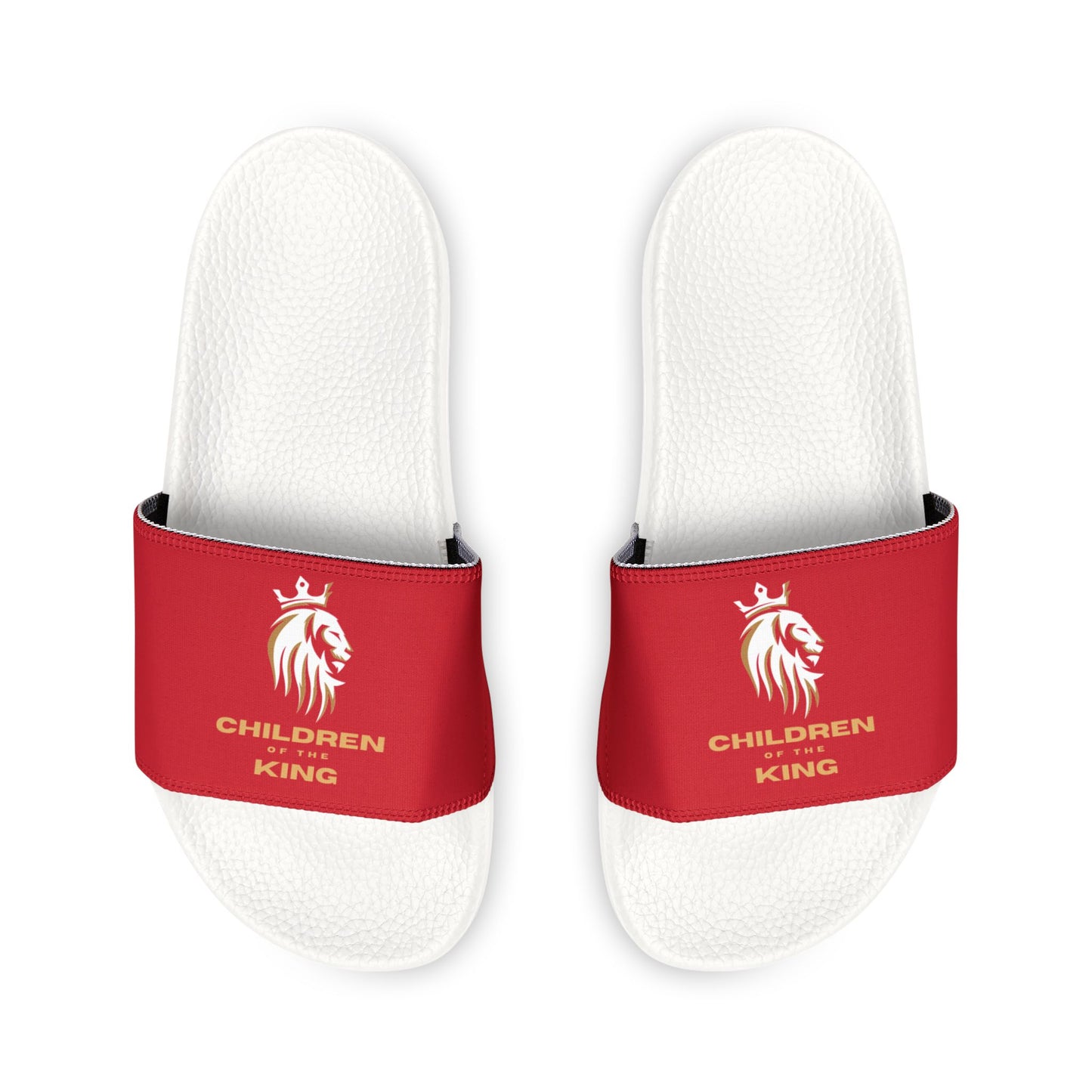 "Children of the King" WHITE Lion - DARK RED Youth Slide Sandals