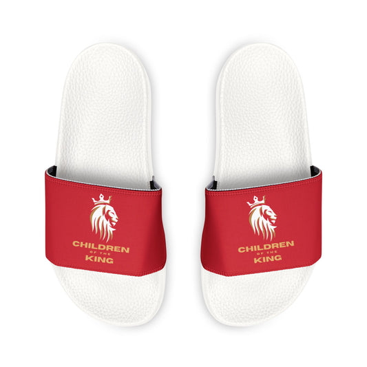 "Children of the King" WHITE Lion - DARK RED Youth Slide Sandals