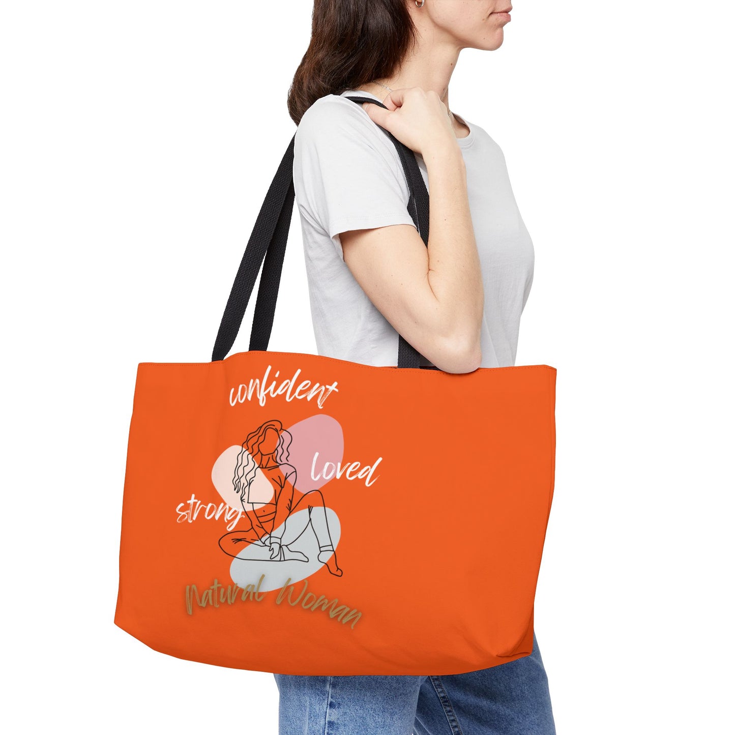 Natural Woman Strong Confident Loved (WL) Weekender Tote Bag ORANGE