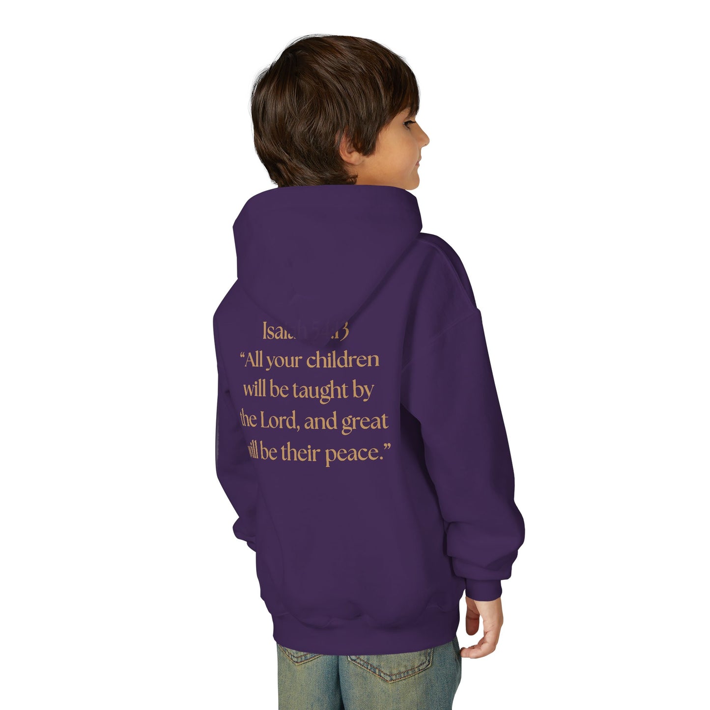 "Children of the King" Hoodie — WHITE Lion Design (Isaiah 54:13)