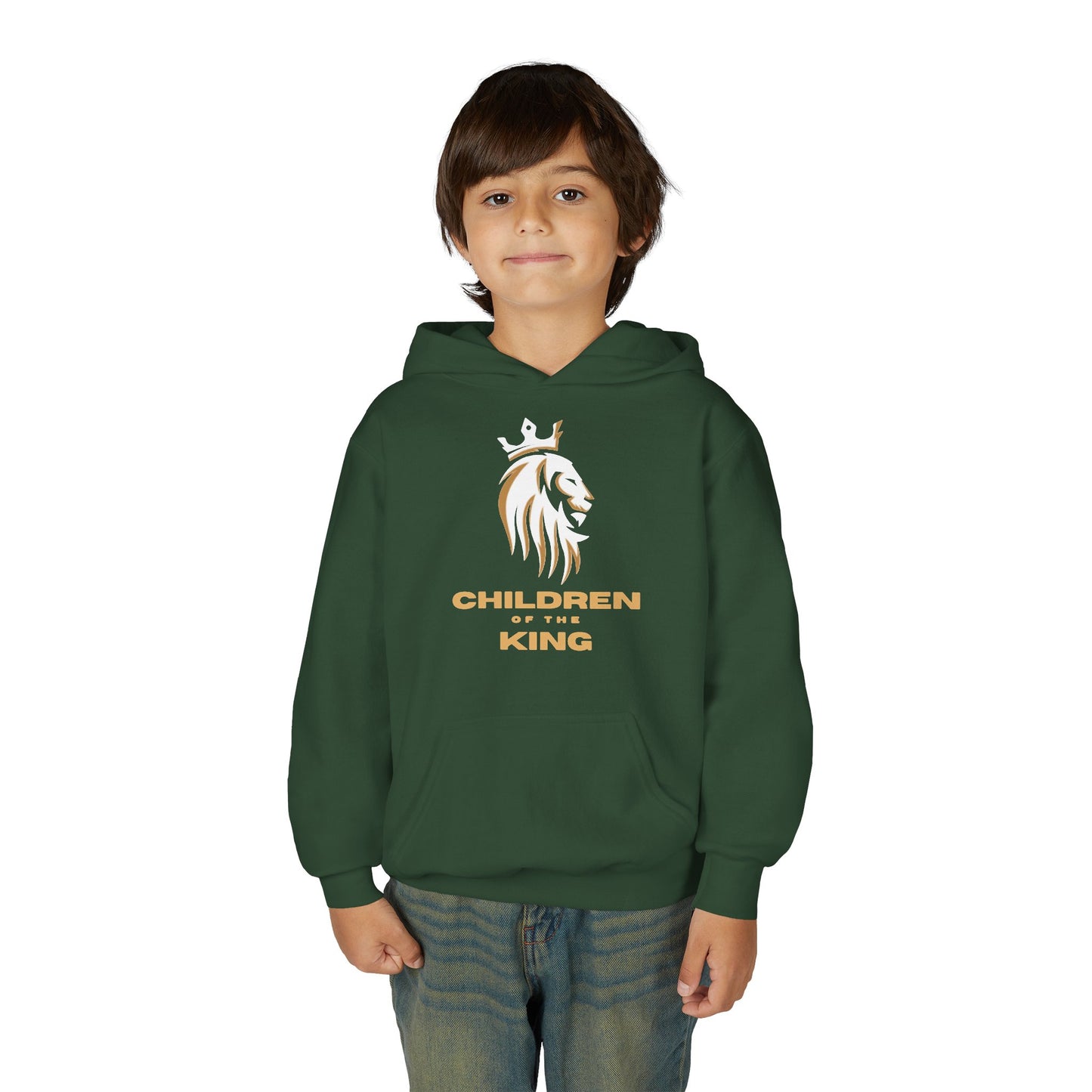 "Children of the King" Hoodie — WHITE Lion Design (Isaiah 54:13)
