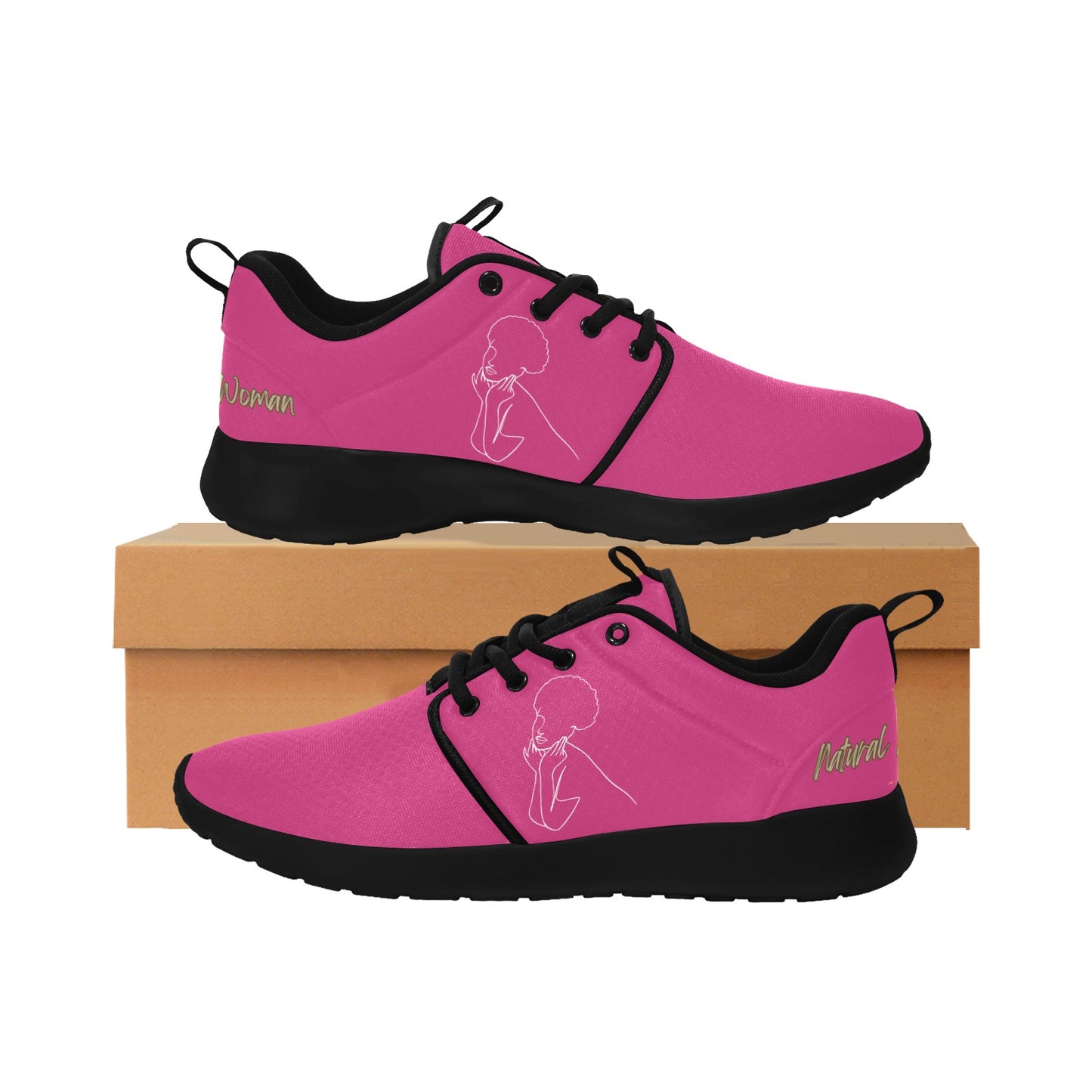 Natural Woman CUTE AFRO (WL) NEON PINK w/ Black Sole Sneakers