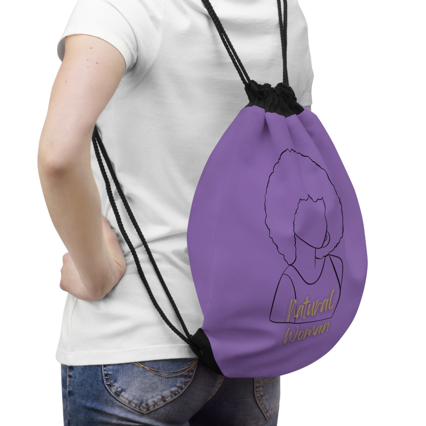 Natural Woman Afro (BL) Drawstring Bag LIGHT PURPLE