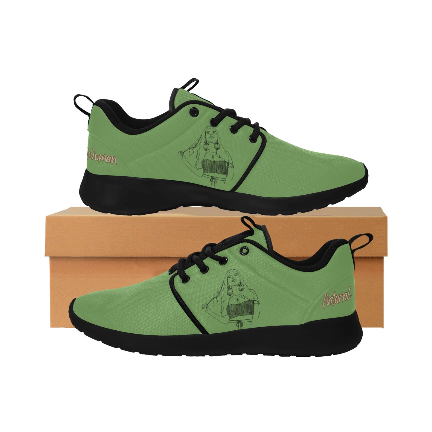 Natural Woman THINKING (BL) GREEN w/ Black Sole Sneakers