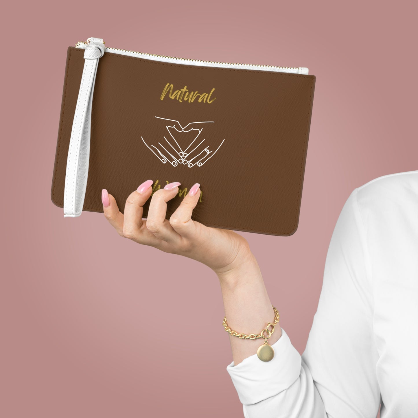 Natural Woman I love You (WL) Clutch Bag BROWN