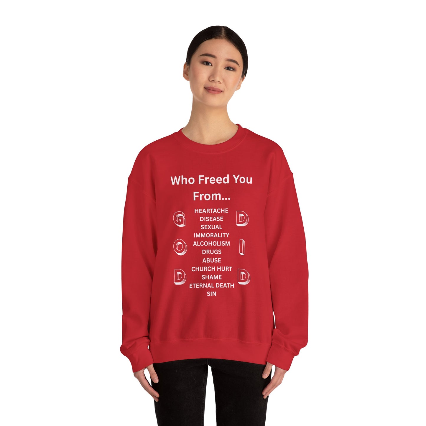 "GOD DID" (WL) Crewneck Sweatshirt w/ Scripture Design (1 John 1:9)