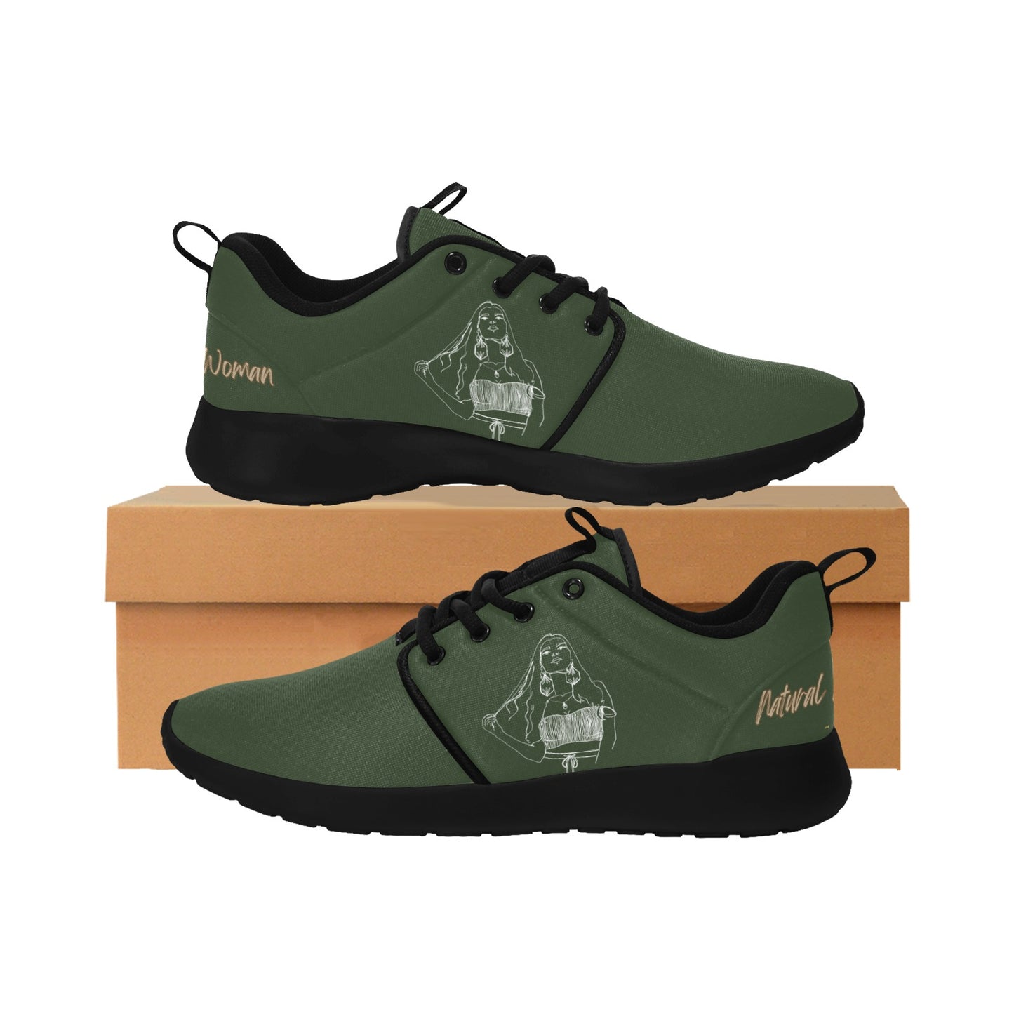 Natural Woman THINKING (WL) DARK GREEN w/ Black Sole Sneakers