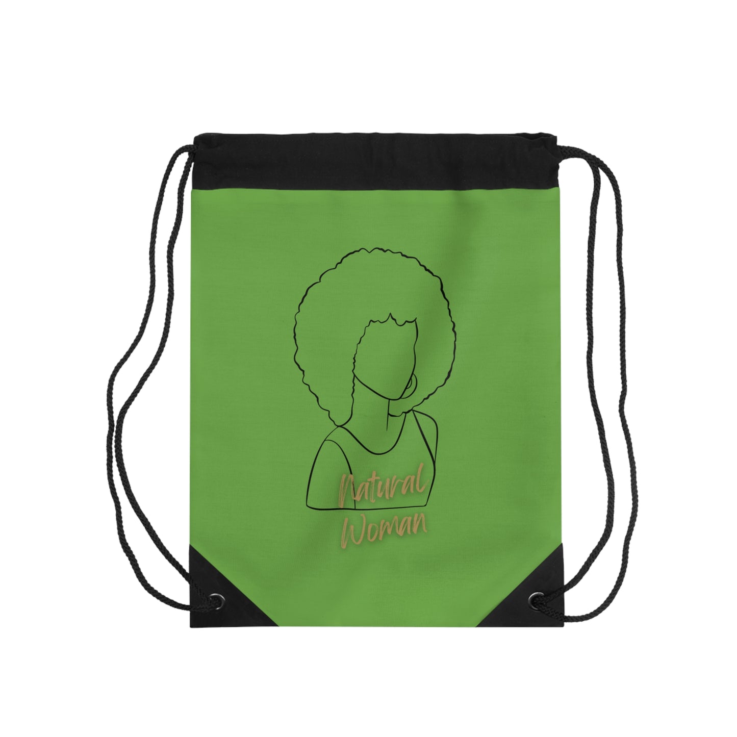 Natural Woman Afro (BL) Drawstring Bag GREEN