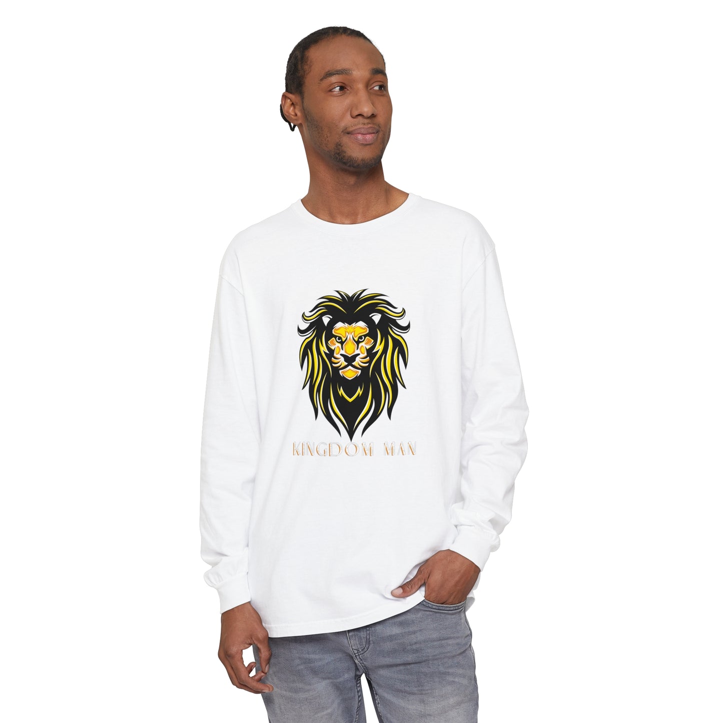 Kingdom Man (White/Gold) Long Sleeve T-Shirt