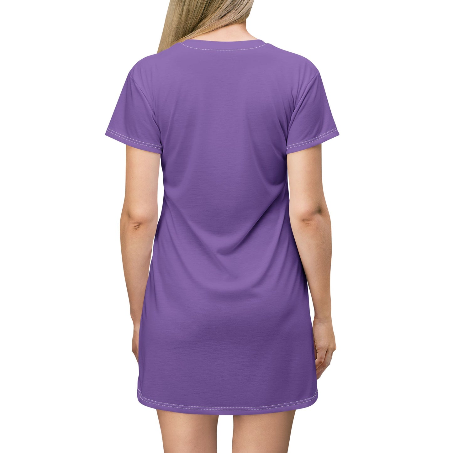 Strong Momma T-Shirt Dress (AOP/BL) Light Purple