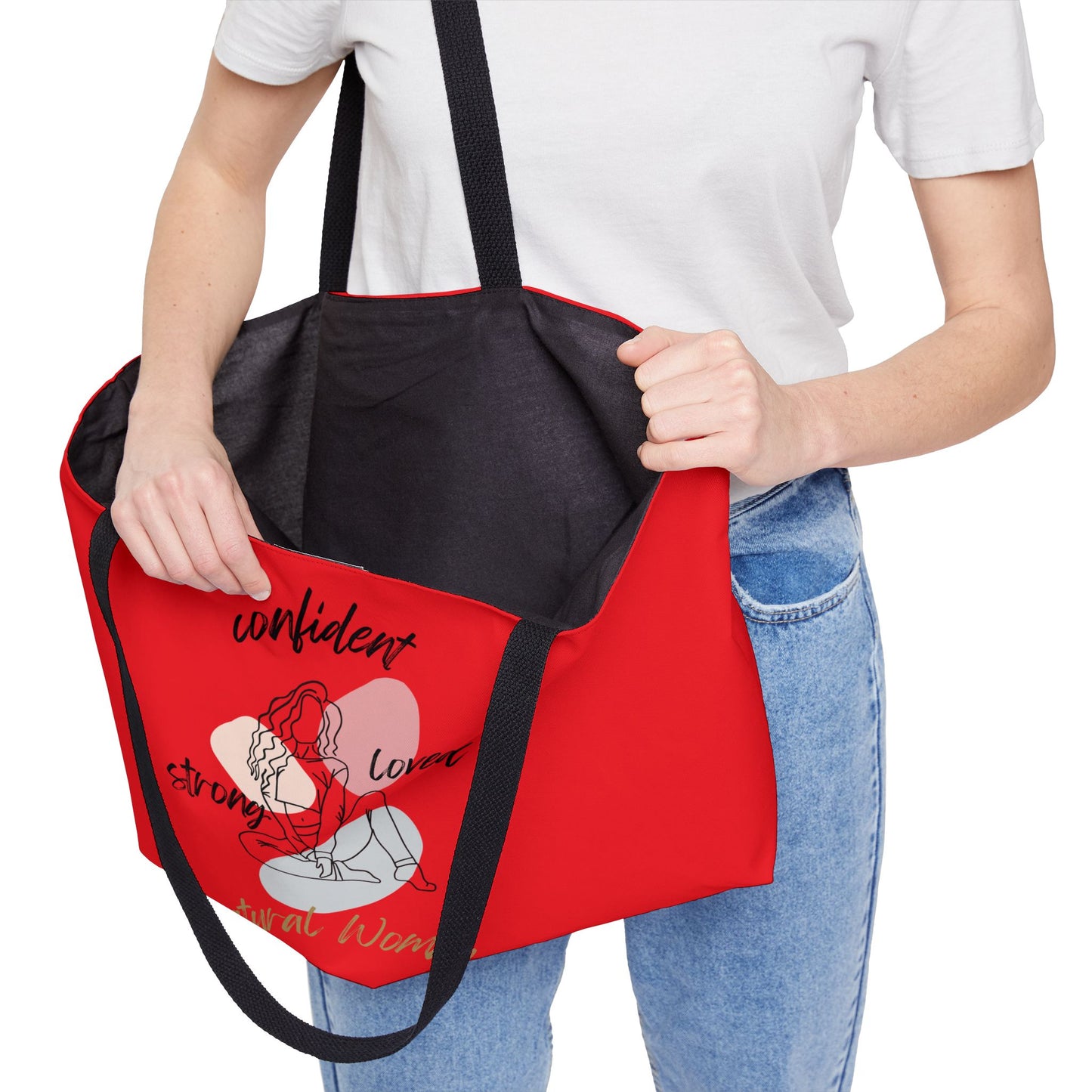 Natural Woman Strong Confident Loved (BL) Weekender Tote Bag RED