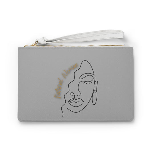 Natural Woman Half Face (BL) Clutch Bag LIGHT GREY