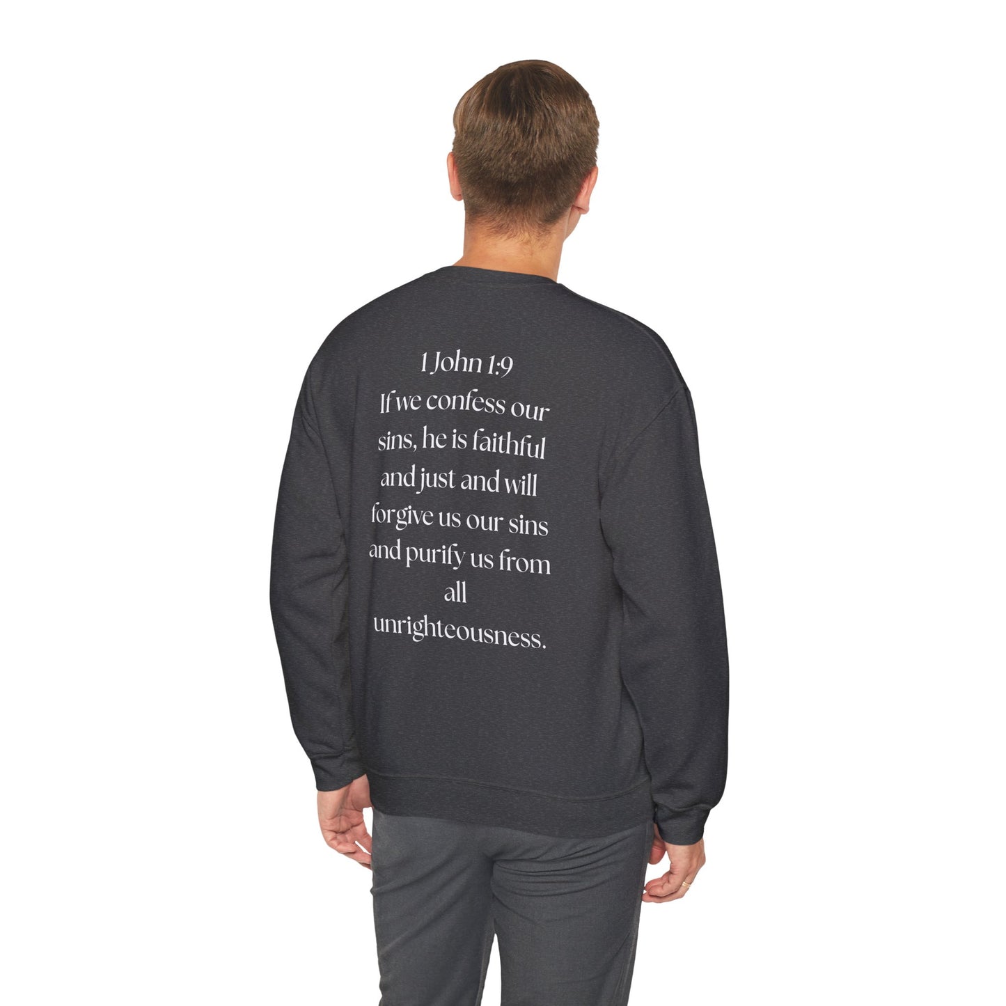 "GOD DID" (WL) Crewneck Sweatshirt w/ Scripture Design (1 John 1:9)