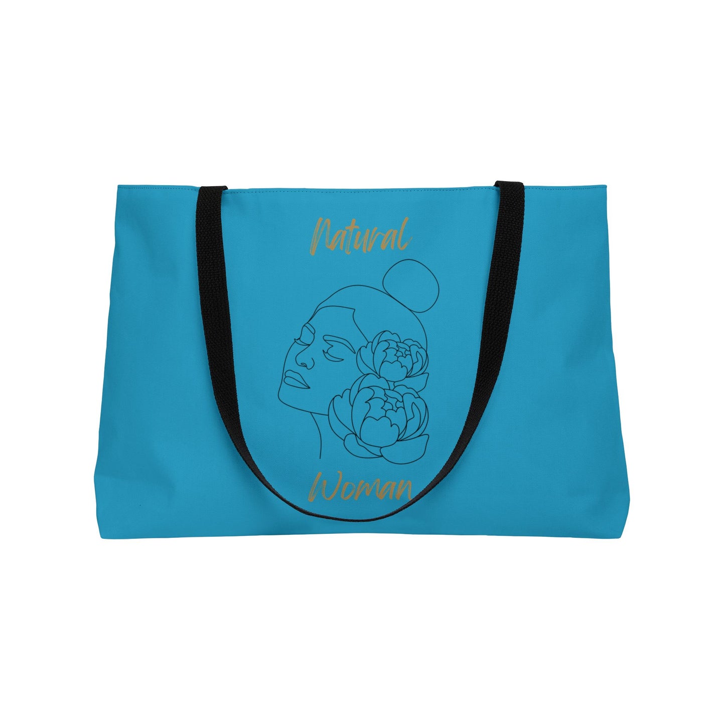 Natural Woman Bun Flower (BL) Weekender Tote Bag TURQUOISE