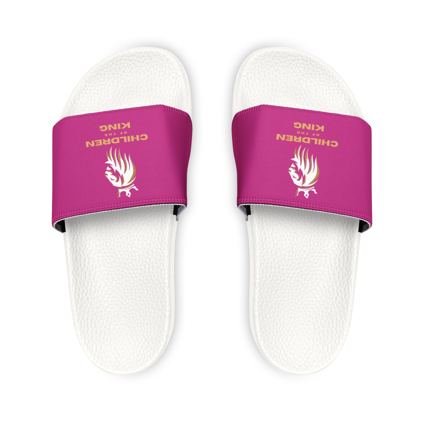 "Children of the King" WHITE Lion - PINK Youth Slide Sandals