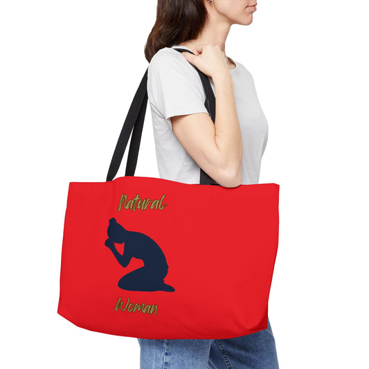 Natural Woman Pray (BL) Weekender Tote Bag RED