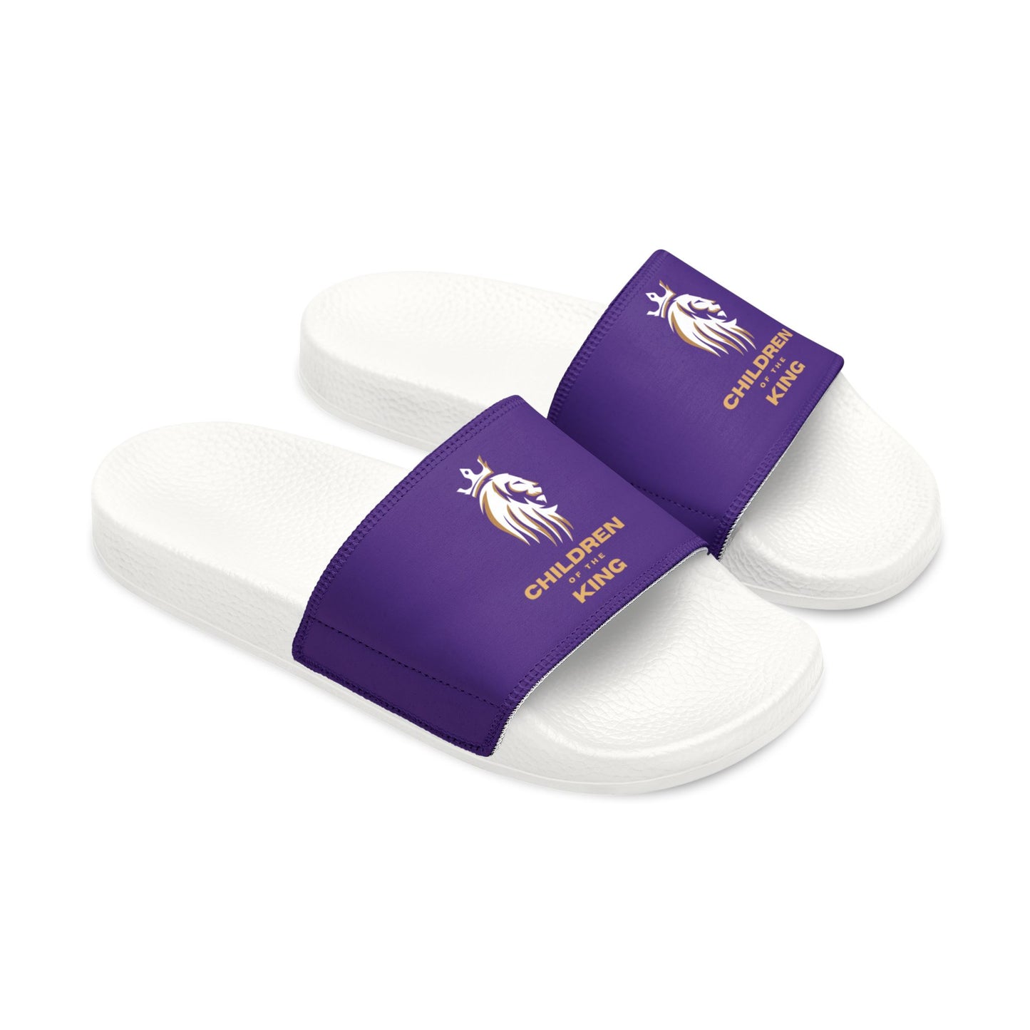 "Children of the King" WHITE Lion - PURPLE Youth Slide Sandals
