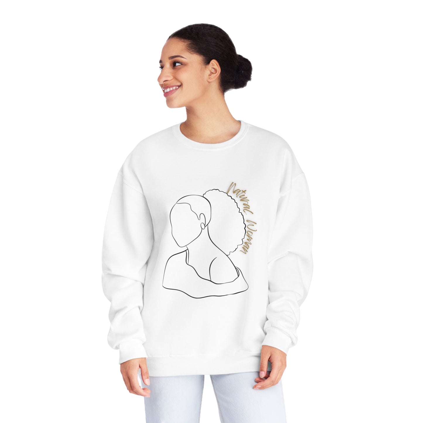 Natural Woman Behind Head Puff (BL) Crewneck Sweatshirt