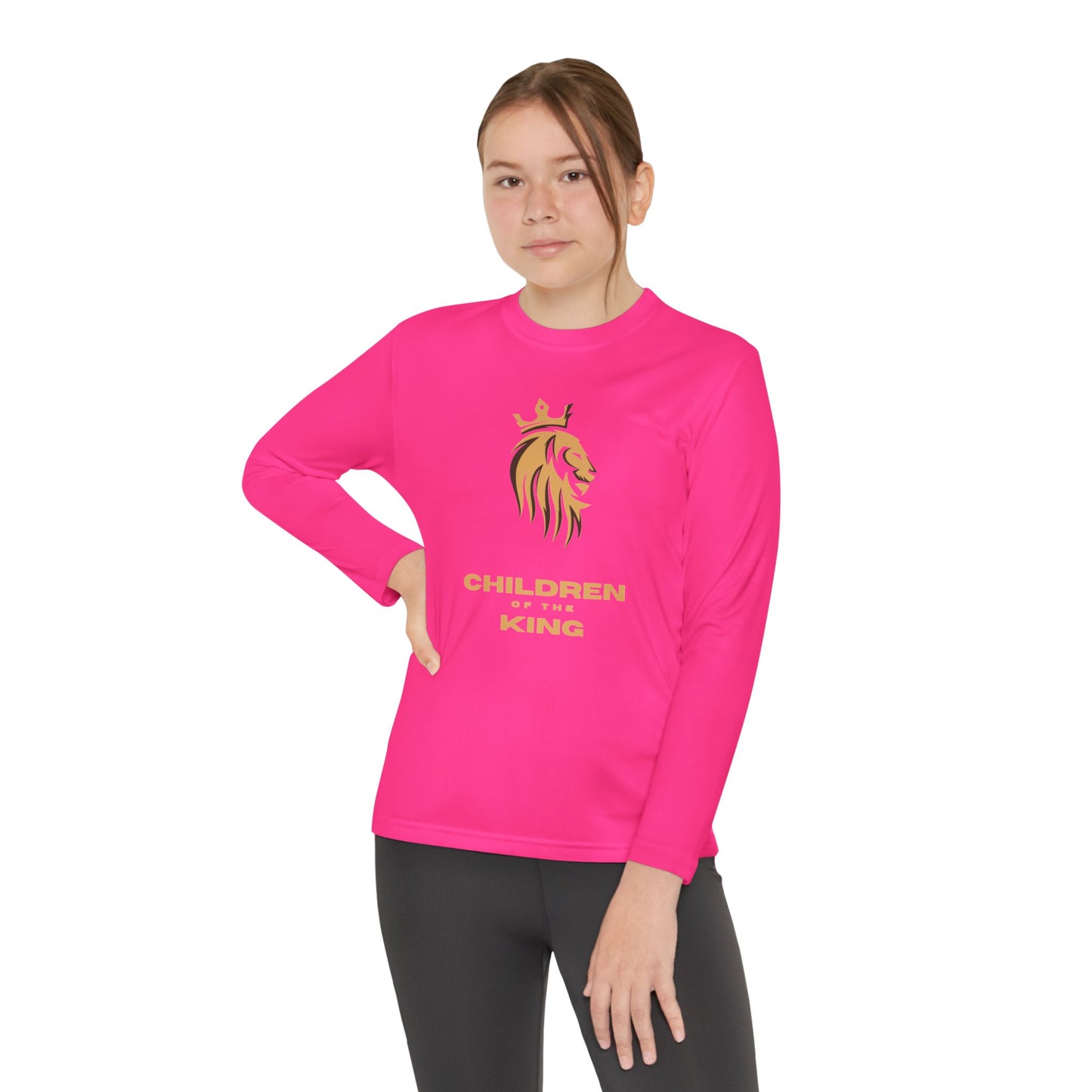 Children of the King Youth Long Sleeve Tee — Golden Lion Crest & Proverbs 22:6