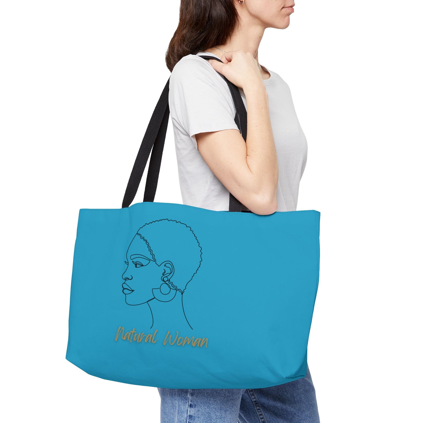 Natural Woman Finger Wave (BL) Weekender Tote Bag TURQUOISE