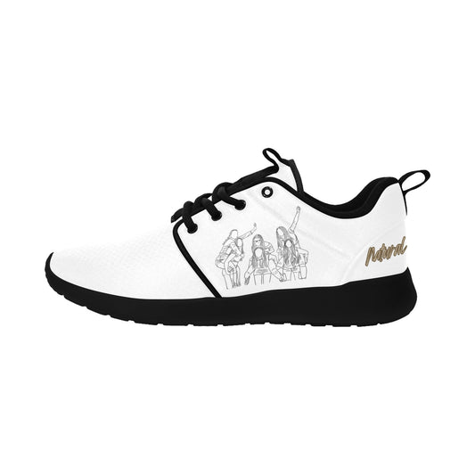 Natural Woman PIGGY BACK (BL) WHITE w/ Black Sole Sneakers
