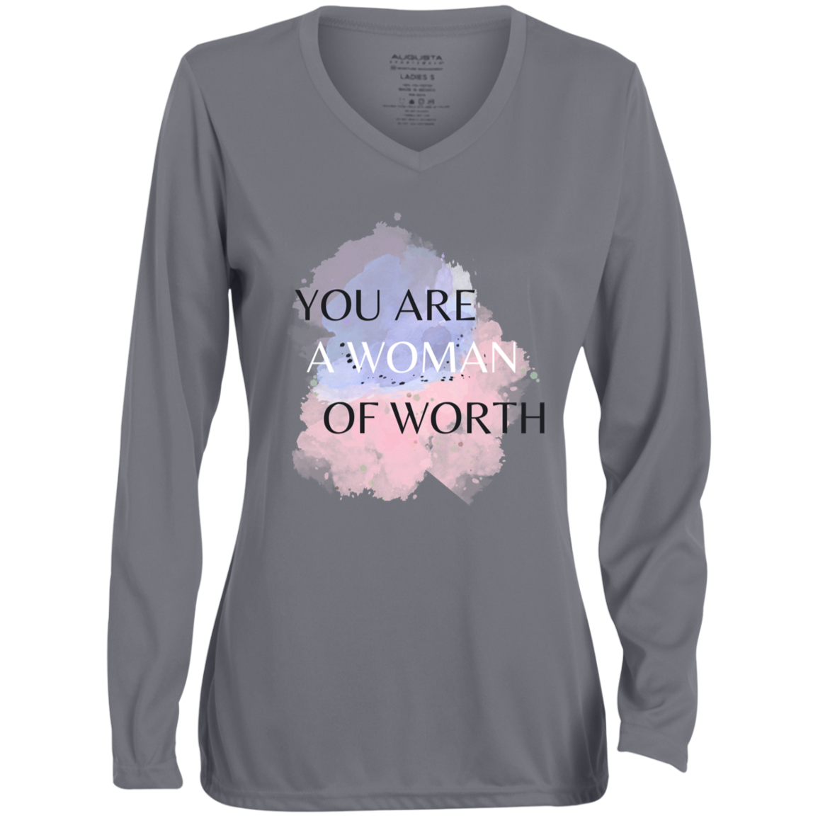 WOMAN OF WORTH Moisture-Wicking Long Sleeve V-Neck Tee