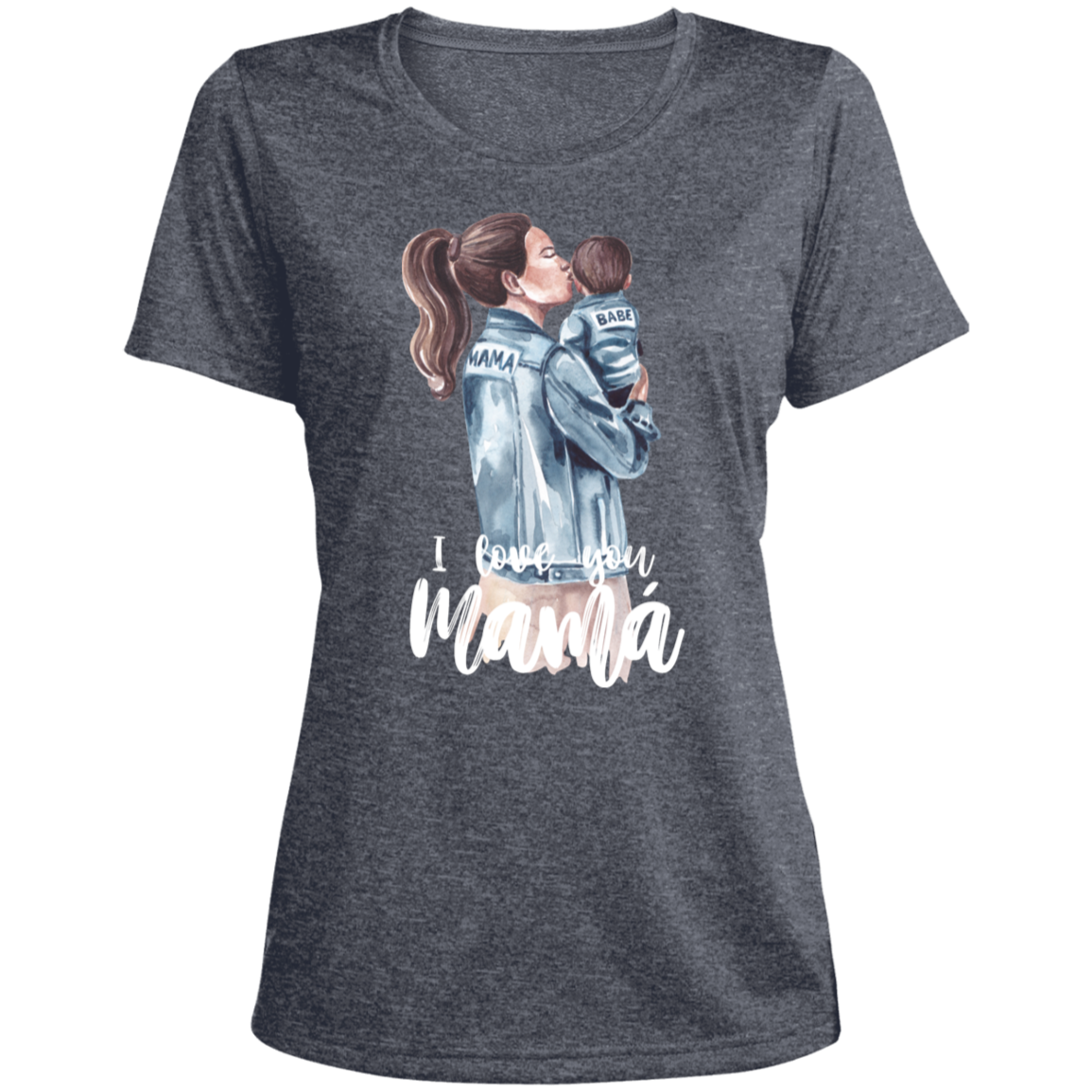 I LOVE YOU MOMMA Heather Scoop Neck Performance Tee (Boy)