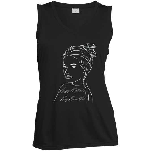 HAPPY MOTHER'S DAY BEAUTIFUL Sleeveless V-Neck Performance Tee