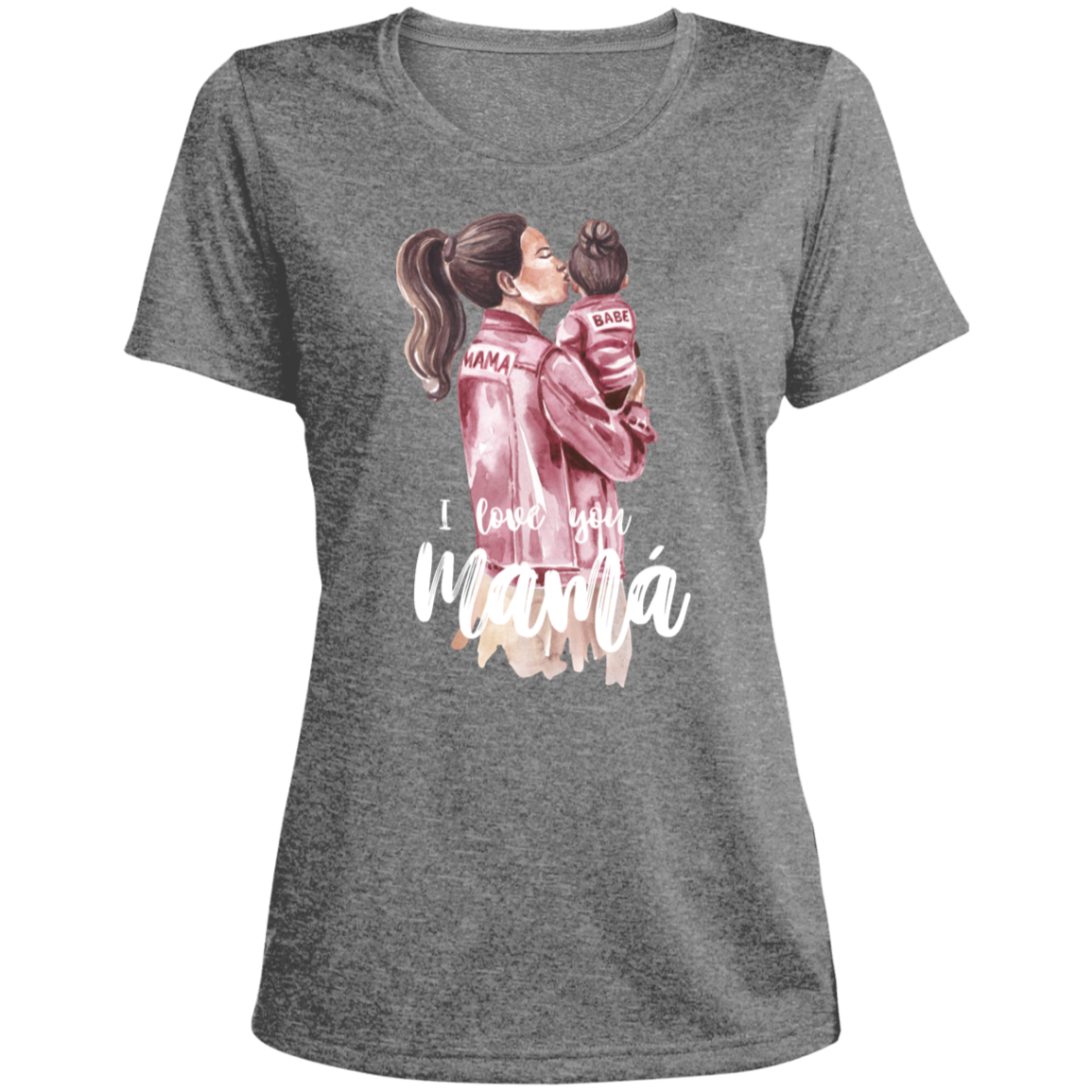 I LOVE YOU MOMMA Heather Scoop Neck Performance Tee (Girl)