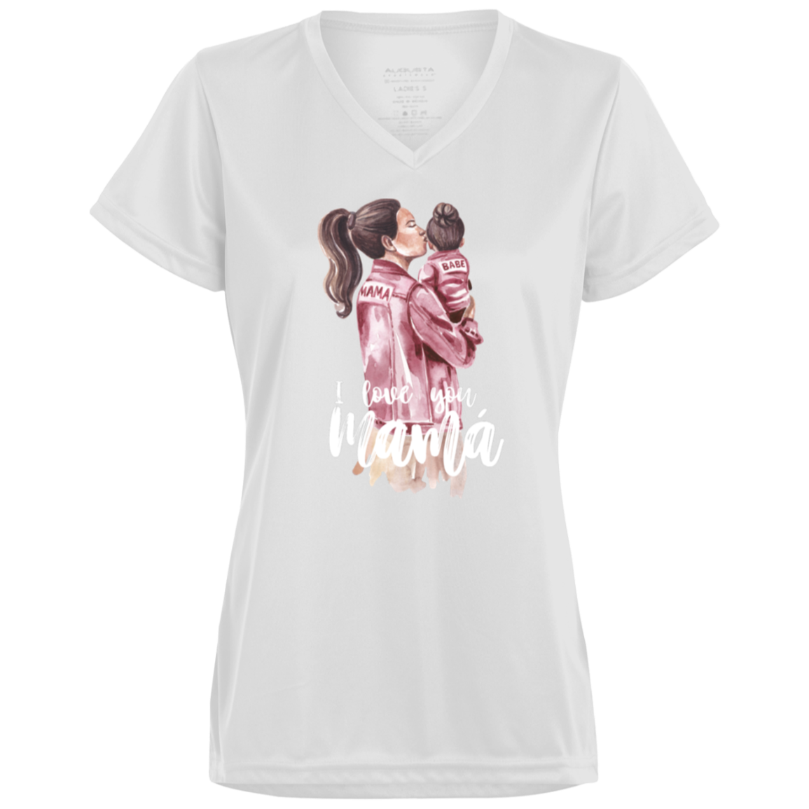 I LOVE YOU MOMMA Moisture-Wicking V-Neck Tee (Girl)