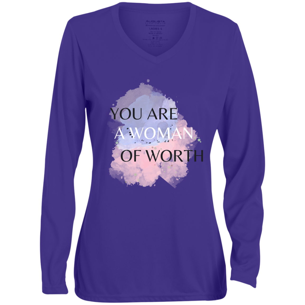 WOMAN OF WORTH Moisture-Wicking Long Sleeve V-Neck Tee