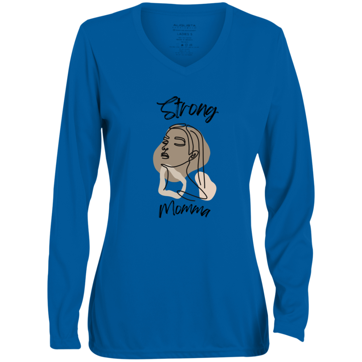 STRONG MOMMA  Moisture-Wicking Long Sleeve V-Neck Tee