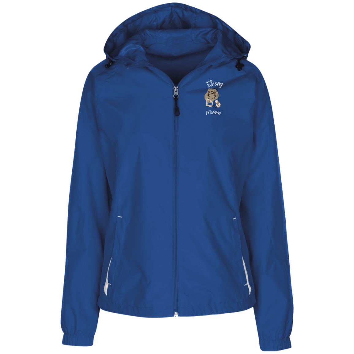 STRONG MOMMA Jersey-Lined Hooded Windbreaker
