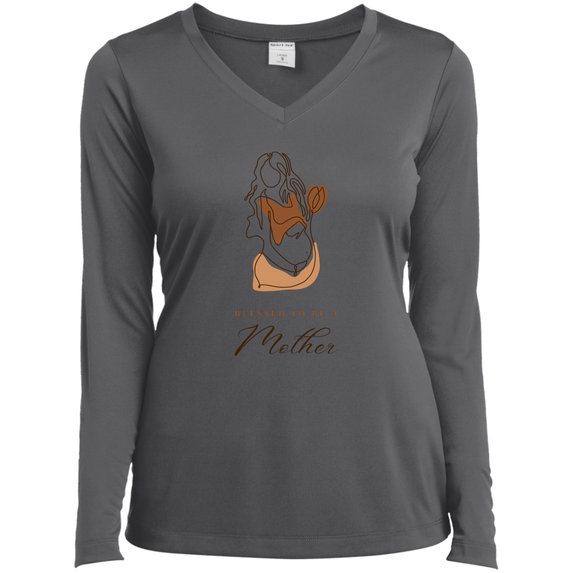 BLESSED TO BE A MOTHER Long Sleeve Performance V-Neck Tee