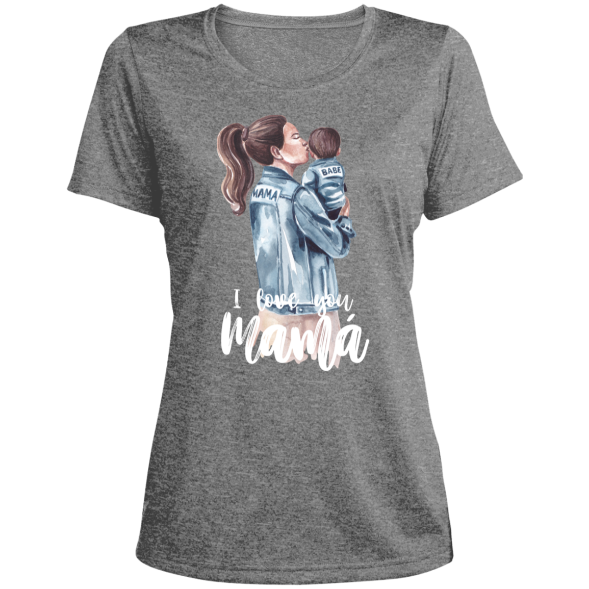 I LOVE YOU MOMMA Heather Scoop Neck Performance Tee (Boy)