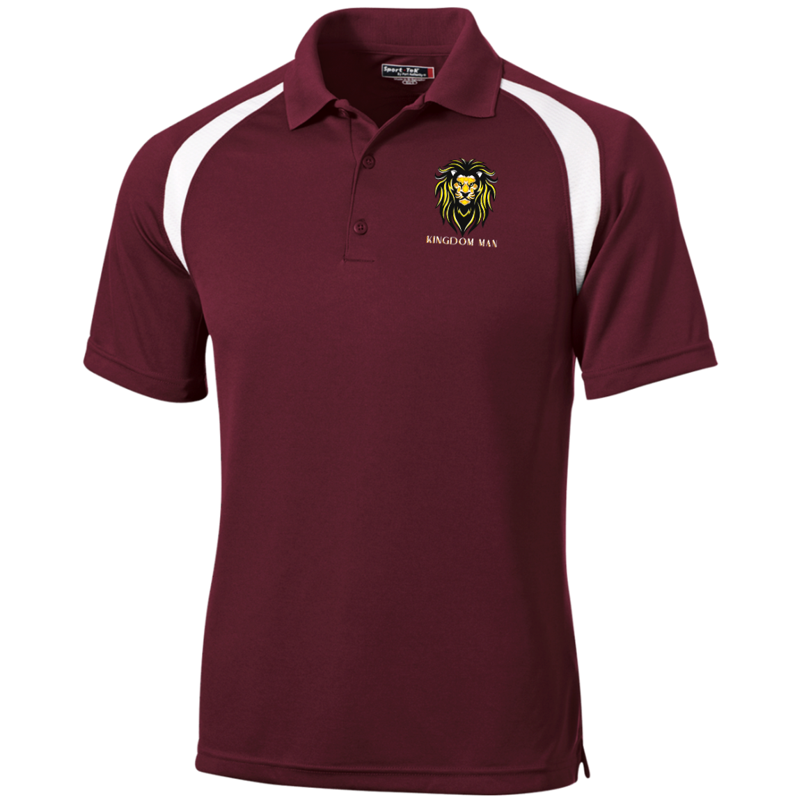 KINGDOM MAN Moisture-Wicking Tag-Free Golf Shirt (White Logo Accent)