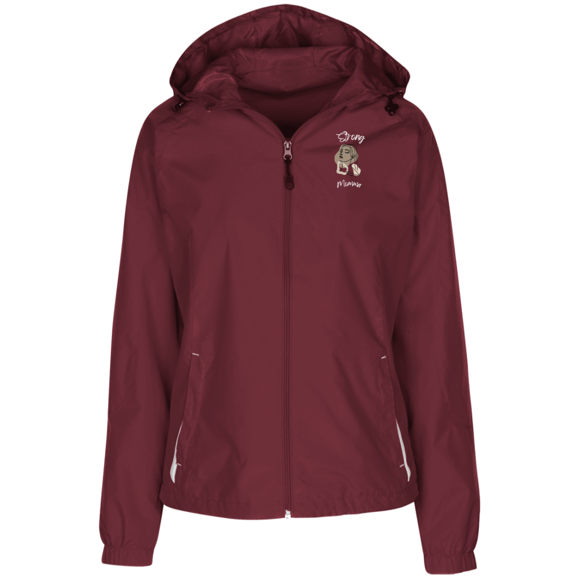STRONG MOMMA Jersey-Lined Hooded Windbreaker