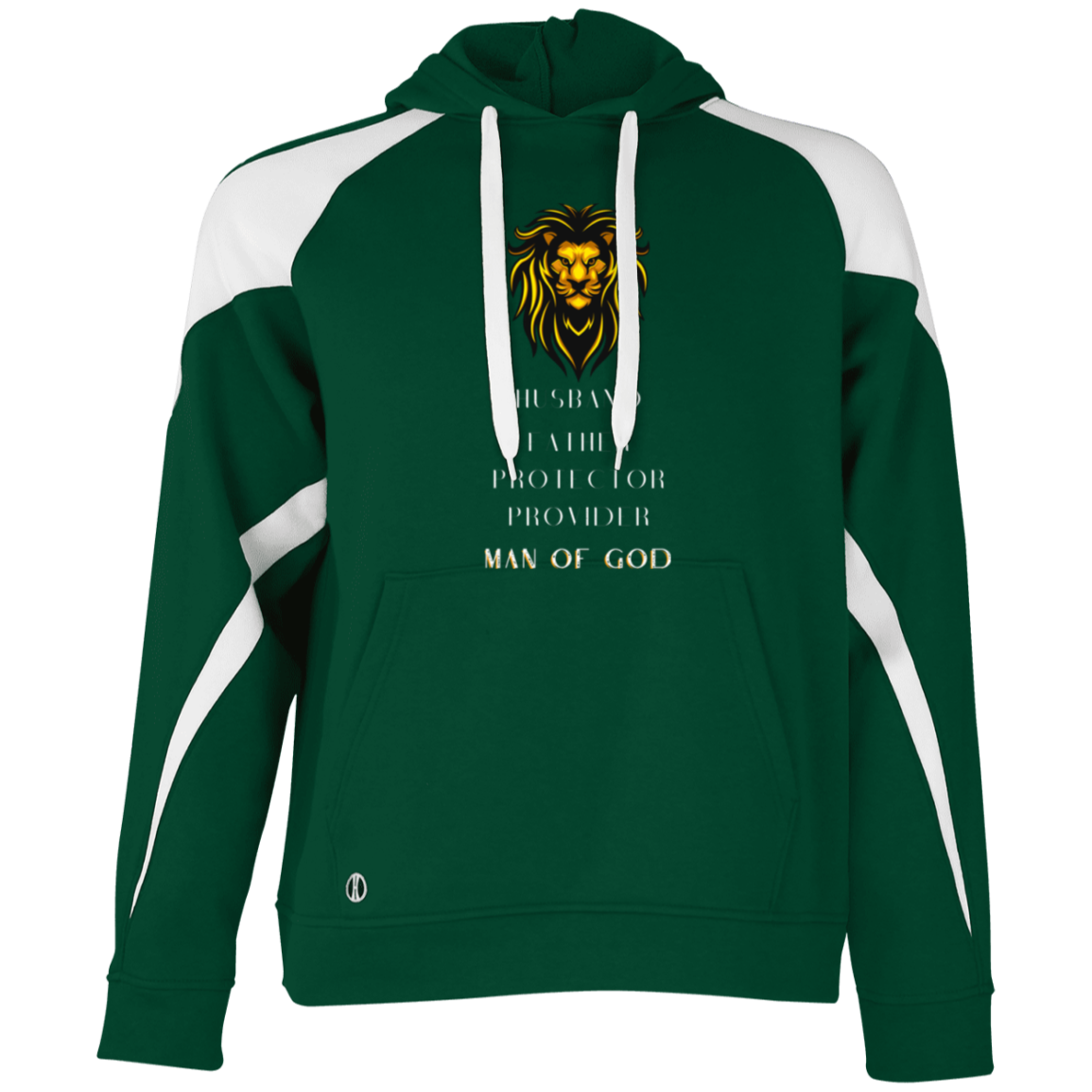 MAN OF GOD Athletic Color Block Fleece Hoodie (White Wording)