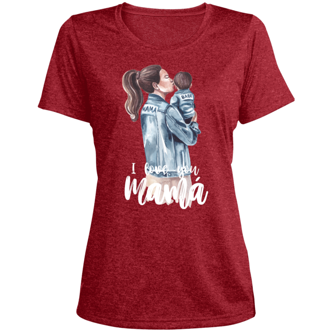 I LOVE YOU MOMMA Heather Scoop Neck Performance Tee (Boy)