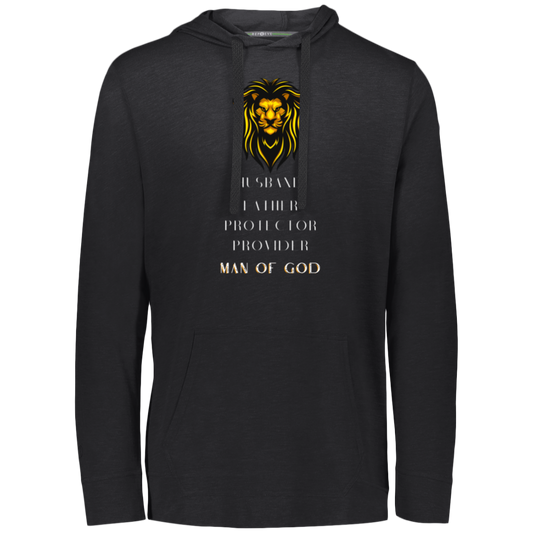 MAN OF GOD Eco Triblend T-Shirt Hoodie (White Wording)