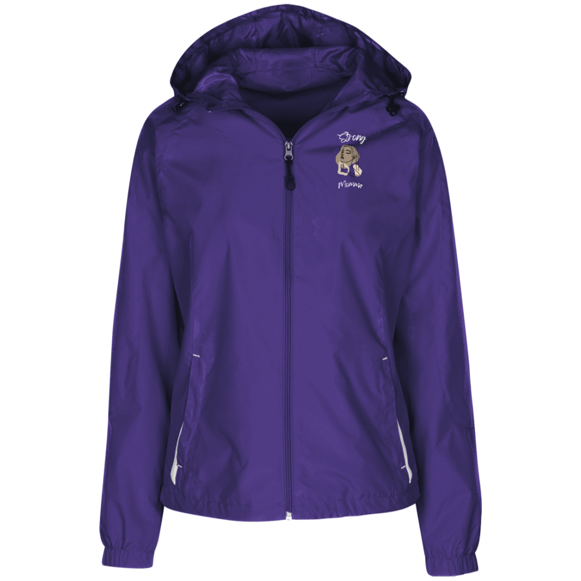 STRONG MOMMA Jersey-Lined Hooded Windbreaker