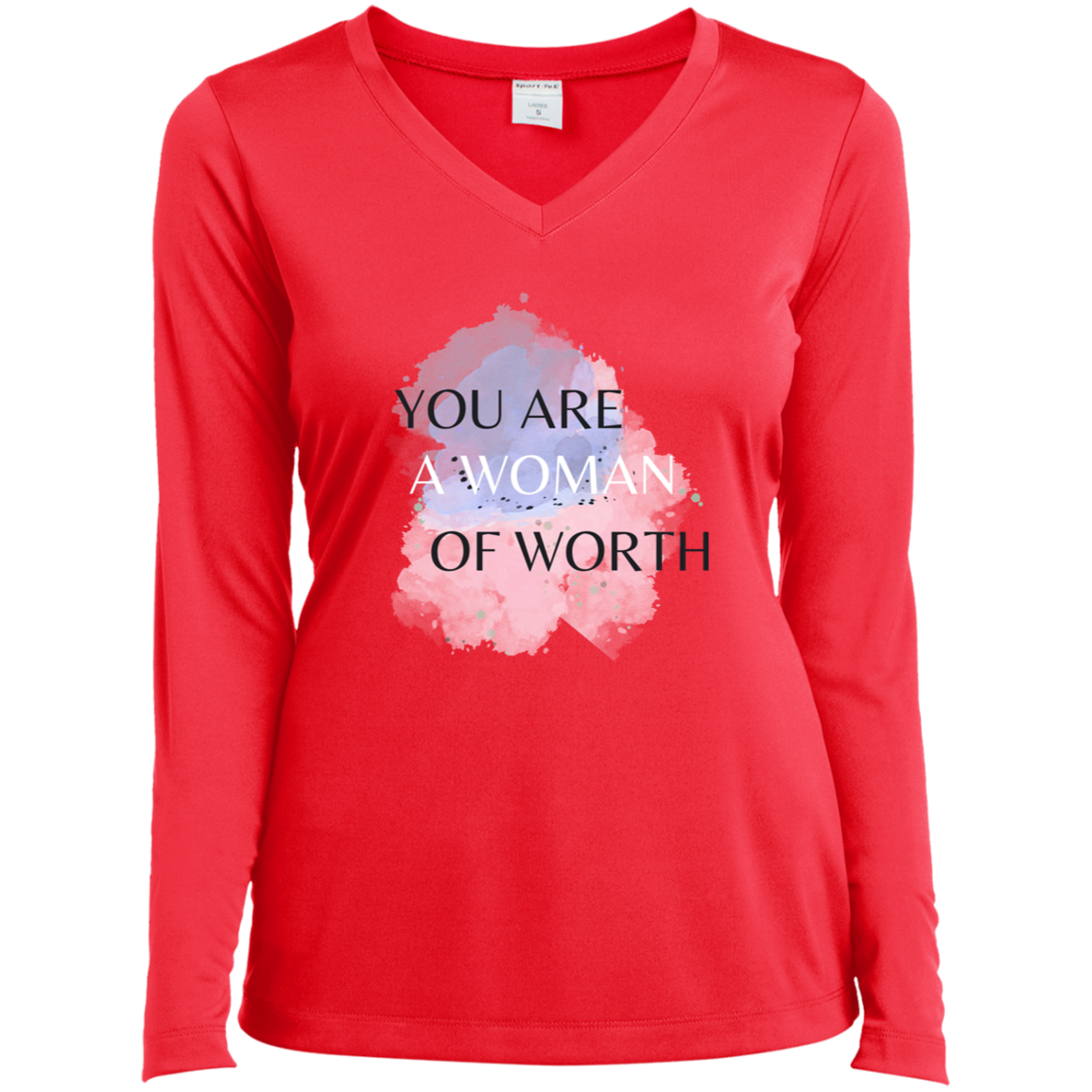 WOMAN OF WORTH Long Sleeve Performance V-Neck Tee