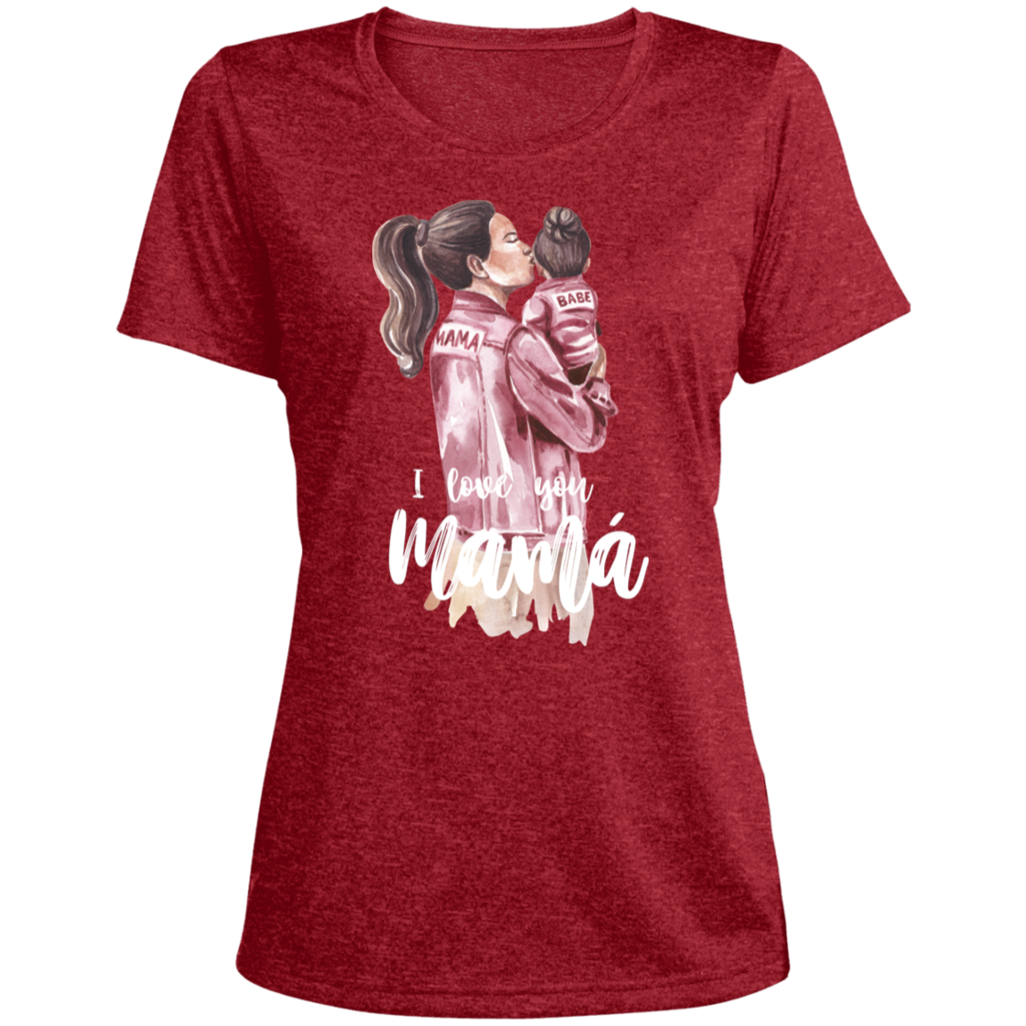I LOVE YOU MOMMA Heather Scoop Neck Performance Tee (Girl)