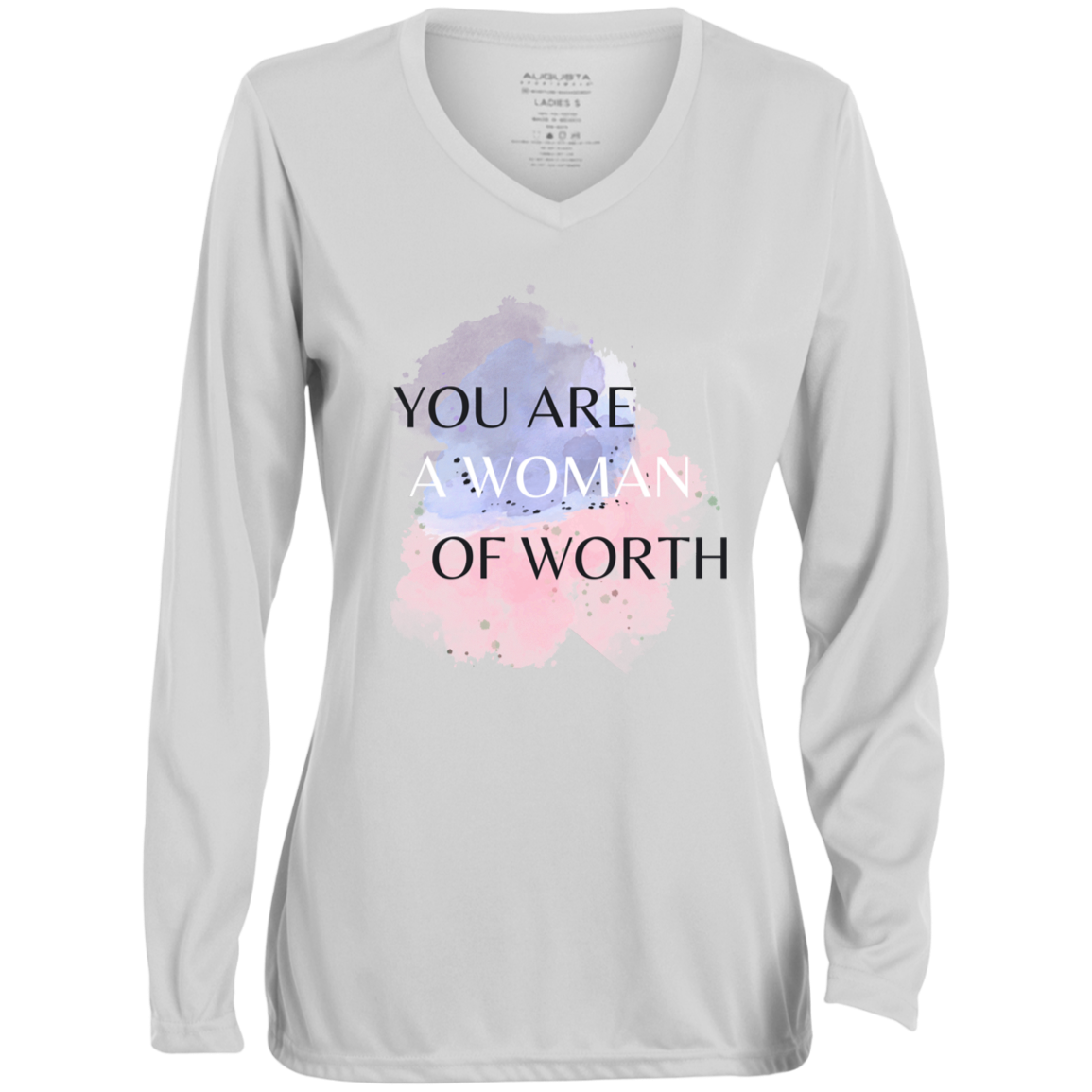 WOMAN OF WORTH Moisture-Wicking Long Sleeve V-Neck Tee